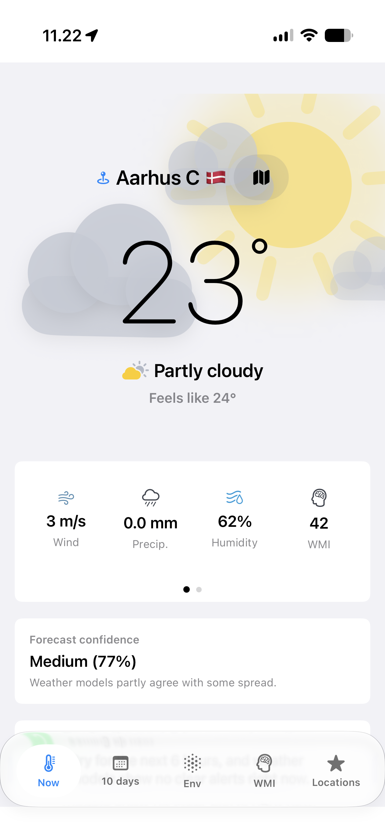 WeatherBlend current weather and forecast confidence